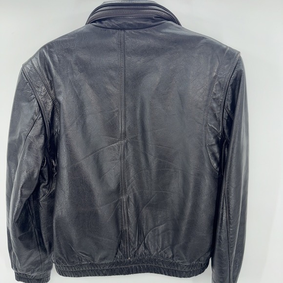 Wilsons Leather Jacket Vintage 70s Womens Black Sherpa biker Bomb Jacket Size 42 - Picture 9 of 9